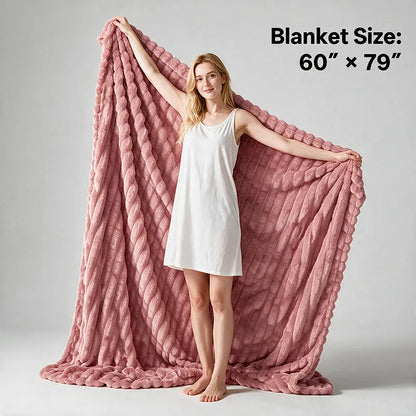Jeffans 3D Striped Textured Fluffy Blanket, Fleece Throw Blanket,Soft Fleece Throw Blanket for Sofa & Bed, All Season Machine Washable Decorative Blanket, Perfect Gift for Home, Living Room & Dorm