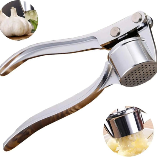 Stainless Steel 5-in-1 Garlic Press Multi-Tool - Versatile Kitchen Utensil with Mincer, Crusher, Bottle Opener, Pit Remover, Ideal for Home Use and Gift Giving