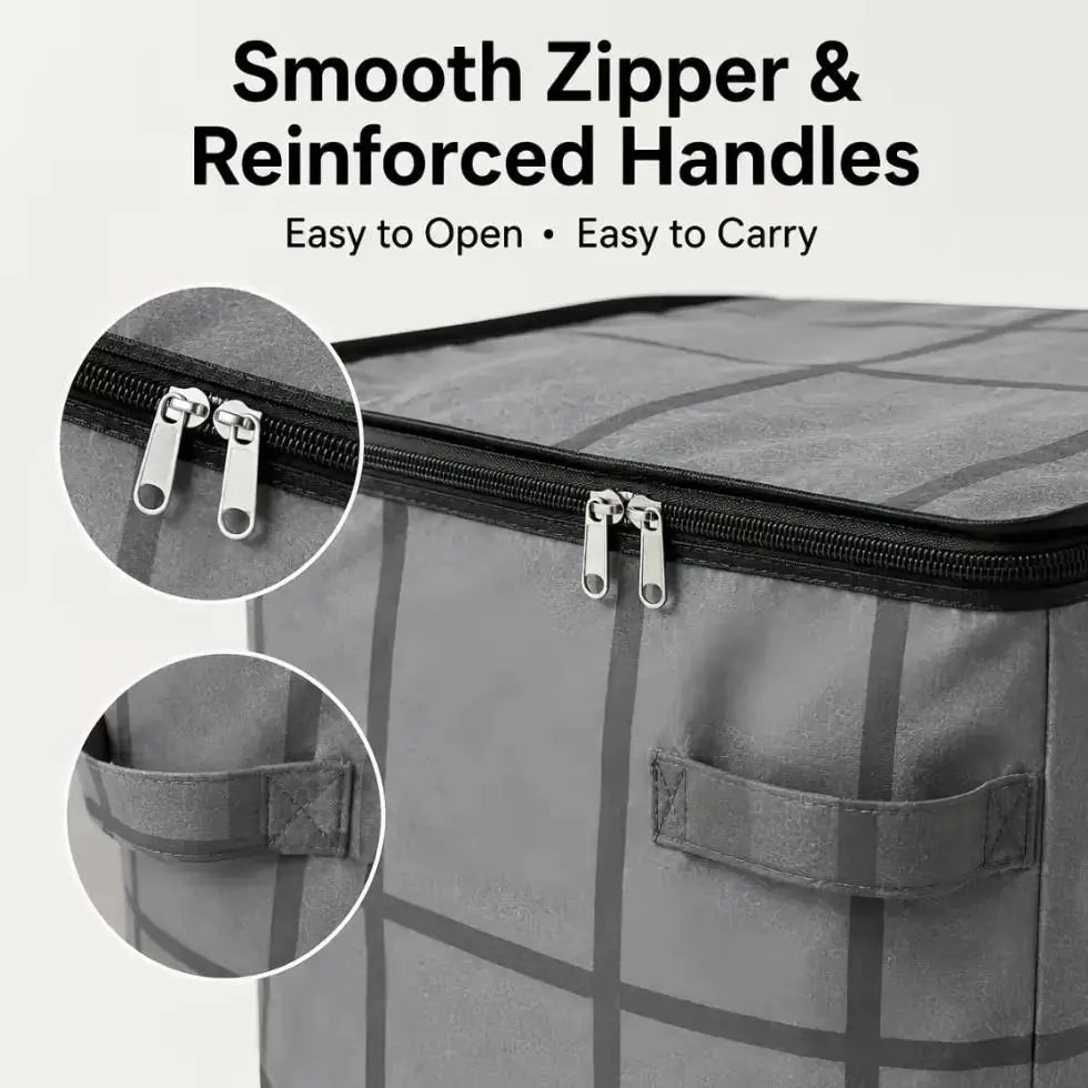 Large XXL Storage Bins, Zippered Non-Woven Fabric Organizer for Bedroom Closet Storage, Clothes & Bedding, Alternative to Moving Boxes, Extra Large, Closet Storage Bins, Fabric Storage Units