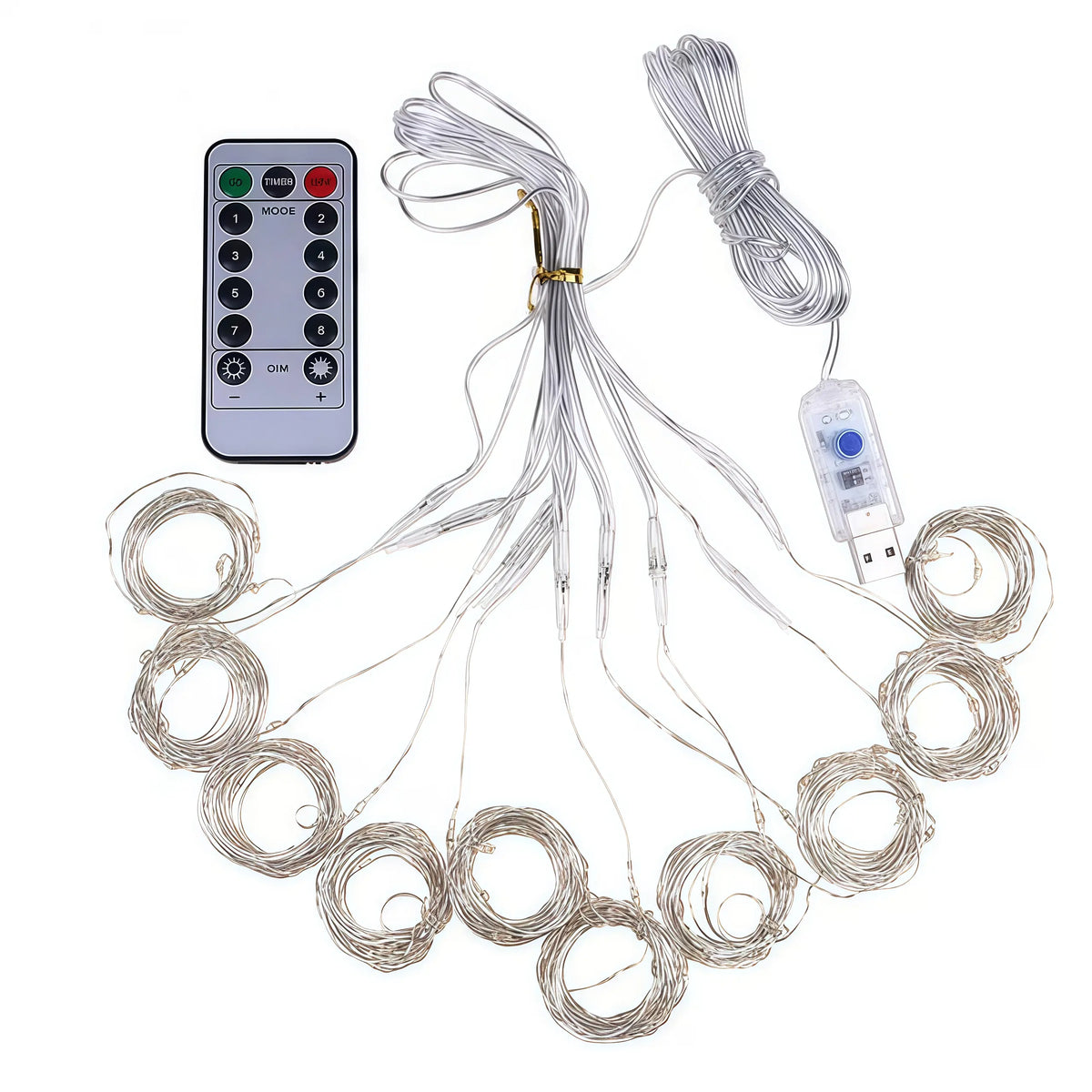 Usb-Powered LED Curtain Light String with Remote Control - 8 Lighting Modes, 3M*2M Festive Decorative Light for Weddings, Bedroom Aesthetic Home Decor