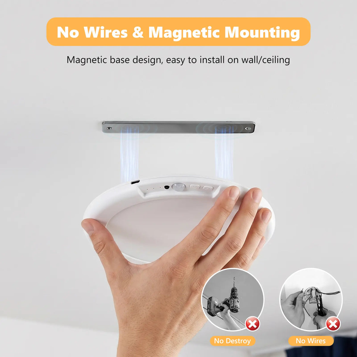 Rechargeable Motion Sensor Ceiling Light with Remote - Magnetic Wireless Ceiling Light Battery Powered for Closet Shower Stairs Shed Hallway Porch Patio Ect,Suitable for Various Scenarios, Easy to Install. Designer Lamp