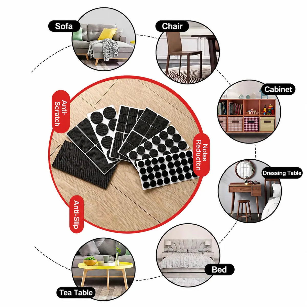 Non Slip Furniture Pads - Self Adhesive EVA Foam Furniture Grippers, anti Skid Furniture Feet, Hardwood Floor Protector for Couch Stoppers