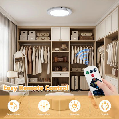 Rechargeable Motion Sensor Ceiling Light with Remote - Magnetic Wireless Ceiling Light Battery Powered for Closet Shower Stairs Shed Hallway Porch Patio Ect,Suitable for Various Scenarios, Easy to Install. Designer Lamp