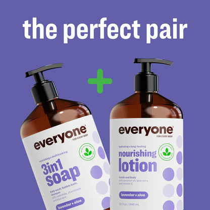Everyone 3-In-1 Soap Body Wash Bubble Bath Shampoo Lavender Aloe 32Oz 2Pk