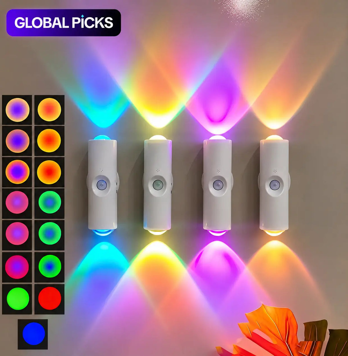 Rechargeable RGB Wall Lights with Motion Sensor, Magnetic Stick-On LED Night Lights, Dimmable Gradient Ambient Lighting, USB Charging, Long Battery Life for Bedroom, Hallway & Home Decor