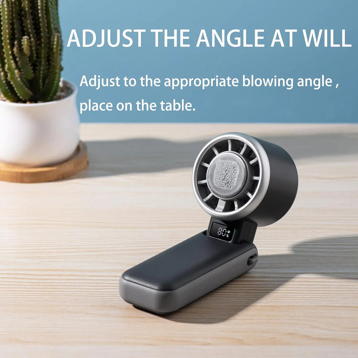 3-In-1 Portable Handheld Fan with Cooling Plate, 5-Speed Rechargeable Turbo Fan with Digital Battery Display, USB-C Charging and Adjustable Foldable Design for Handheld, Desk or Neck Use, Travel, Cruise, Office and Outdoor Activities