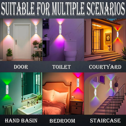 Rechargeable RGB Wall Lights with Motion Sensor, Magnetic Stick-On LED Night Lights, Dimmable Gradient Ambient Lighting, USB Charging, Long Battery Life for Bedroom, Hallway & Home Decor