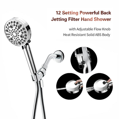 Upgraded 11-Mode High-Pressure Shower Head Filter with Multi-Layer Filter, Dual Spray Guns, ABS Plastic Construction, Included Hose and Bracket - Easy Installation