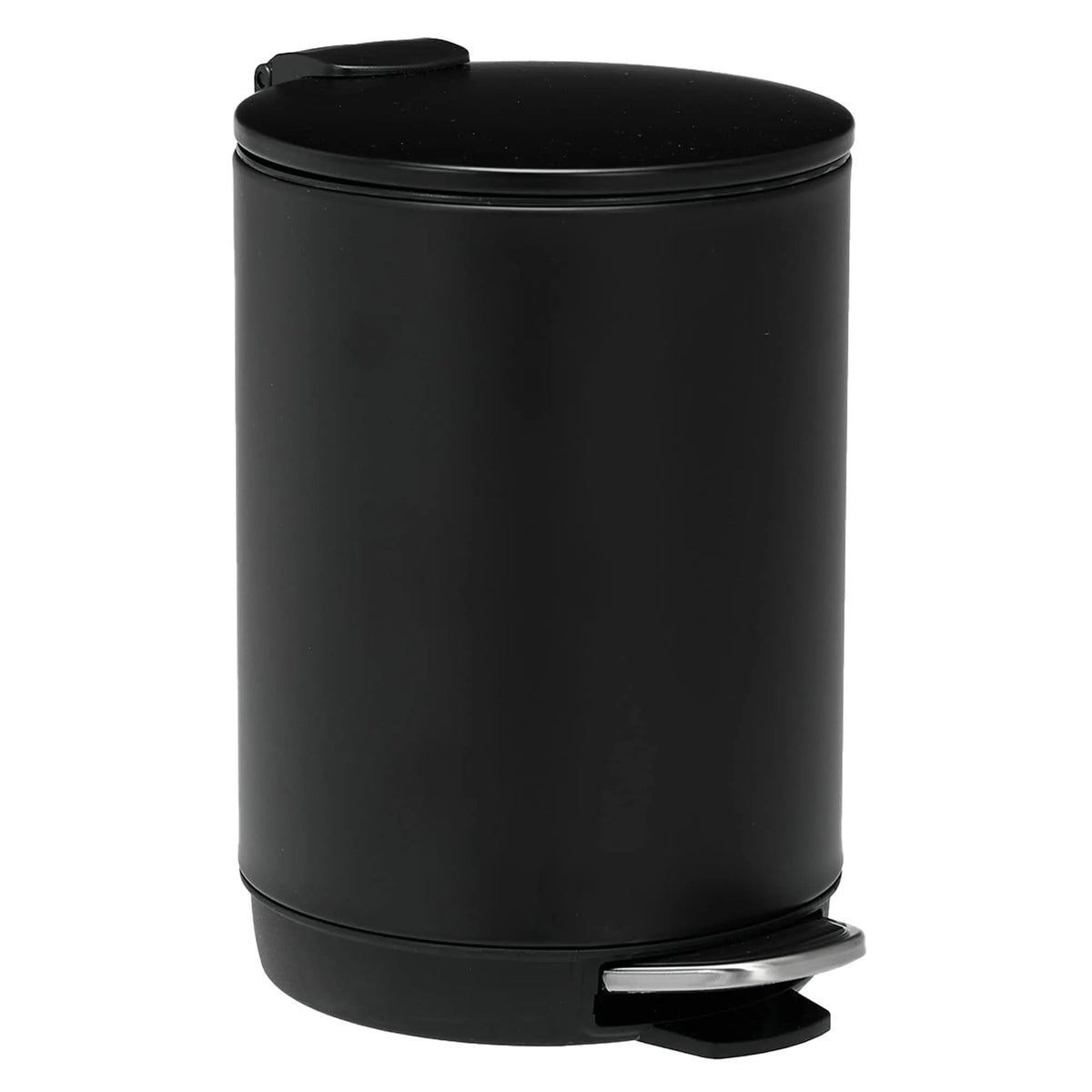 Modern Black Stainless Steel Indoor Bathroom Trash Can - 3L/0.8Gal round Step Bin with Foot Pedal, Removable Inner Bucket for Bedroom