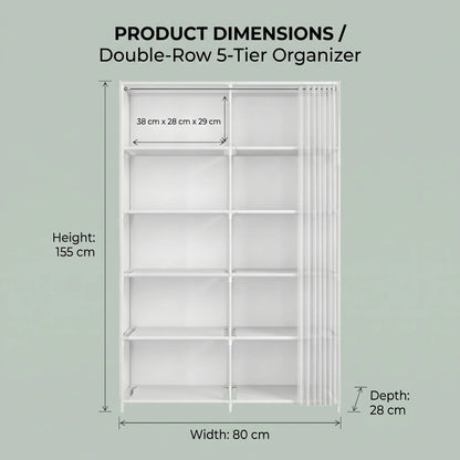 Rectangular Double-Tier Home Organizer Shelf - 31.5" Gold Matte Stainless Steel, 10-Compartment Storage Solution, 15-Minute Easy Installation, Dustproof Design, Aluminum Foil Enhanced for Shoes, Garments, and Miscellaneous Items