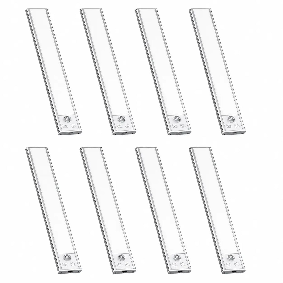 Under Cabinet Lights, 52 LED Cold White Rechargeable under Cabinet Lighting Motion Sensor LED Lights for Kitchen, Counter, Closet, Stairs (12.2 Inches Silver)1 PCS and 2 PCS Available for Selection