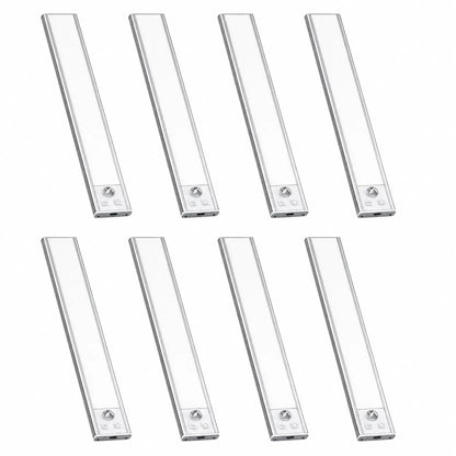 Under Cabinet Lights, 52 LED Cold White Rechargeable under Cabinet Lighting Motion Sensor LED Lights for Kitchen, Counter, Closet, Stairs (12.2 Inches Silver)1 PCS and 2 PCS Available for Selection