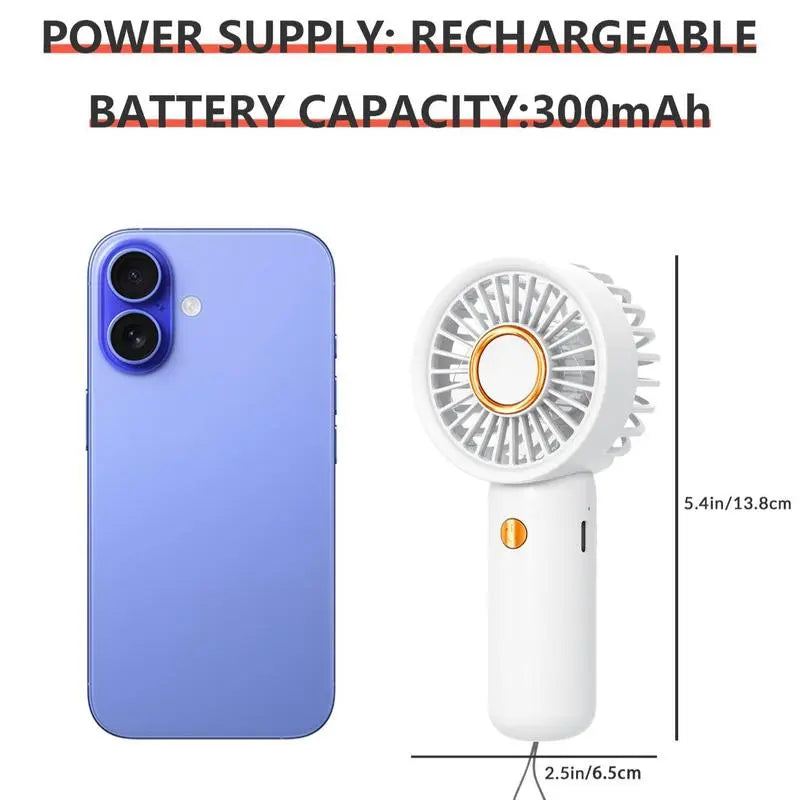 Portable Handheld Fan, Handheld Cooling Fan, 1 Count USB Rechargeable 3-Speed Mini Fan, Small Personal Fan for Women'S Makeup, Student Carry Fan, Outdoor, Travel, Office and Bedroom #Summerwins #Dealsforyoudays