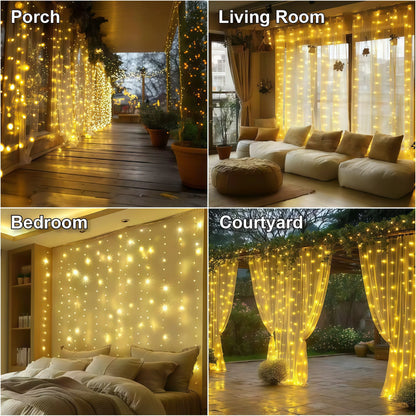 Usb-Powered LED Curtain Light String with Remote Control - 8 Lighting Modes, 3M*2M Festive Decorative Light for Weddings, Bedroom Aesthetic Home Decor