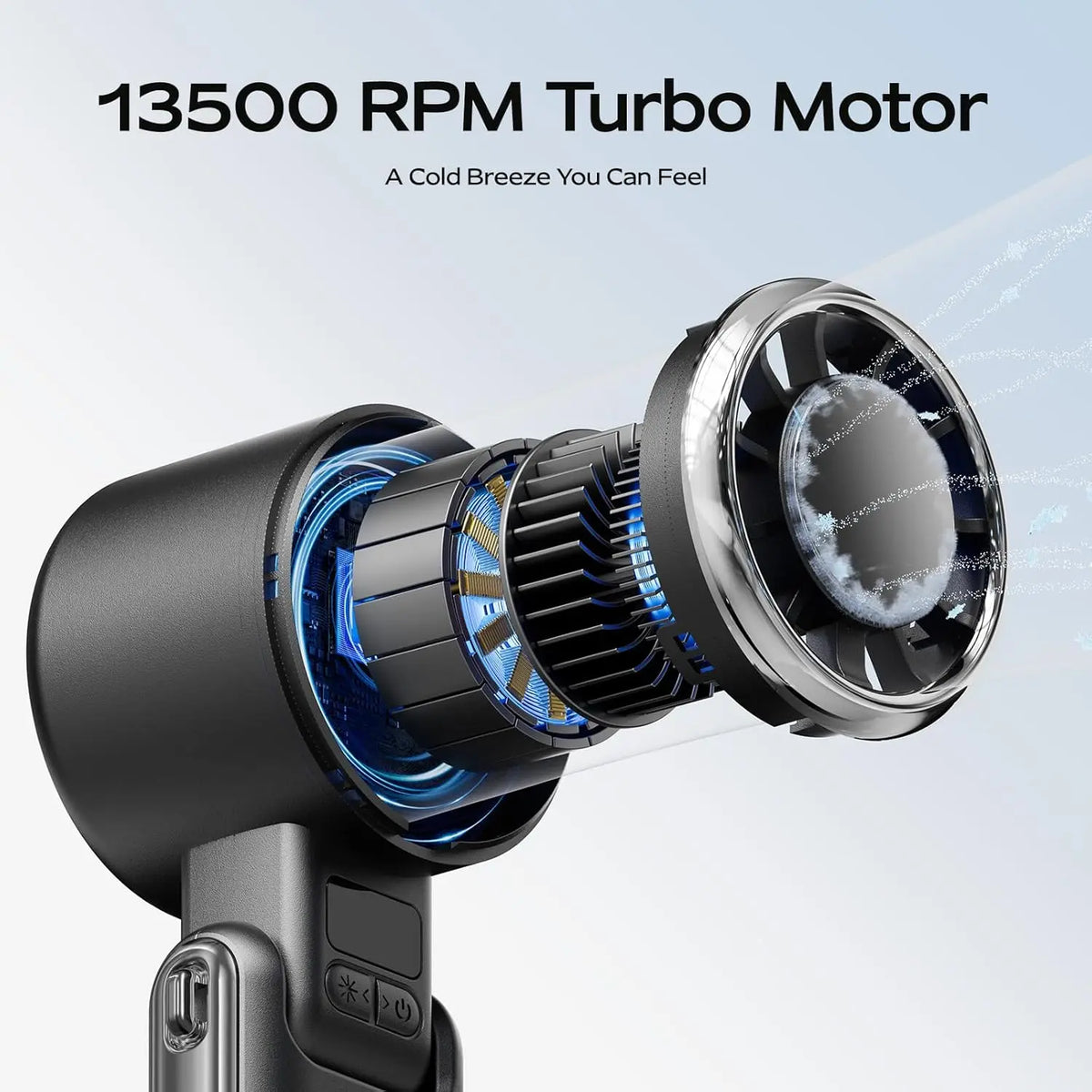 3-In-1 Portable Handheld Fan with Cooling Plate, 5-Speed Rechargeable Turbo Fan with Digital Battery Display, USB-C Charging and Adjustable Foldable Design for Handheld, Desk or Neck Use, Travel, Cruise, Office and Outdoor Activities