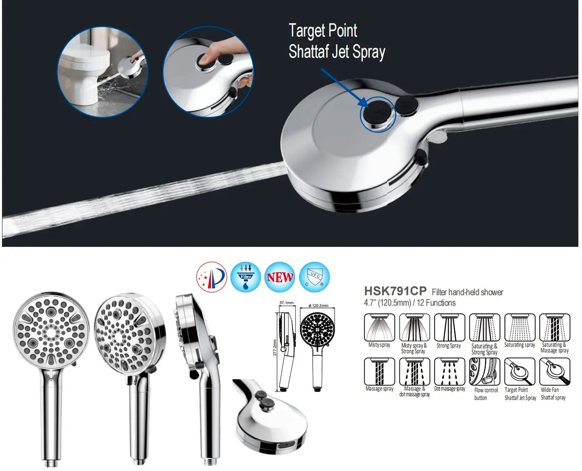 Upgraded 11-Mode High-Pressure Shower Head Filter with Multi-Layer Filter, Dual Spray Guns, ABS Plastic Construction, Included Hose and Bracket - Easy Installation