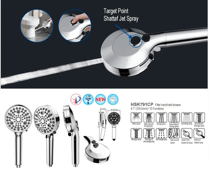 Upgraded 11-Mode High-Pressure Shower Head Filter with Multi-Layer Filter, Dual Spray Guns, ABS Plastic Construction, Included Hose and Bracket - Easy Installation