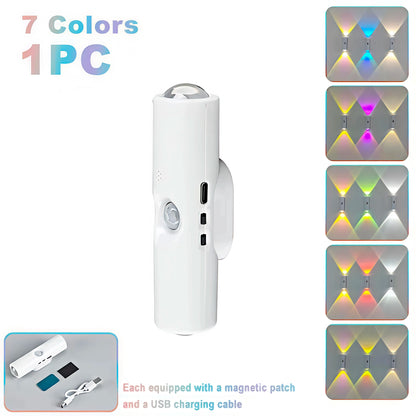 Rechargeable RGB Wall Lights with Motion Sensor, Magnetic Stick-On LED Night Lights, Dimmable Gradient Ambient Lighting, USB Charging, Long Battery Life for Bedroom, Hallway & Home Decor