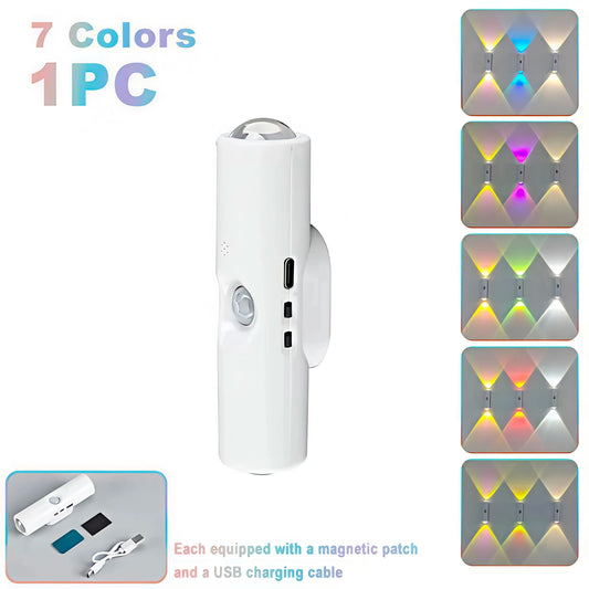 Rechargeable RGB Wall Lights with Motion Sensor, Magnetic Stick-On LED Night Lights, Dimmable Gradient Ambient Lighting, USB Charging, Long Battery Life for Bedroom, Hallway & Home Decor