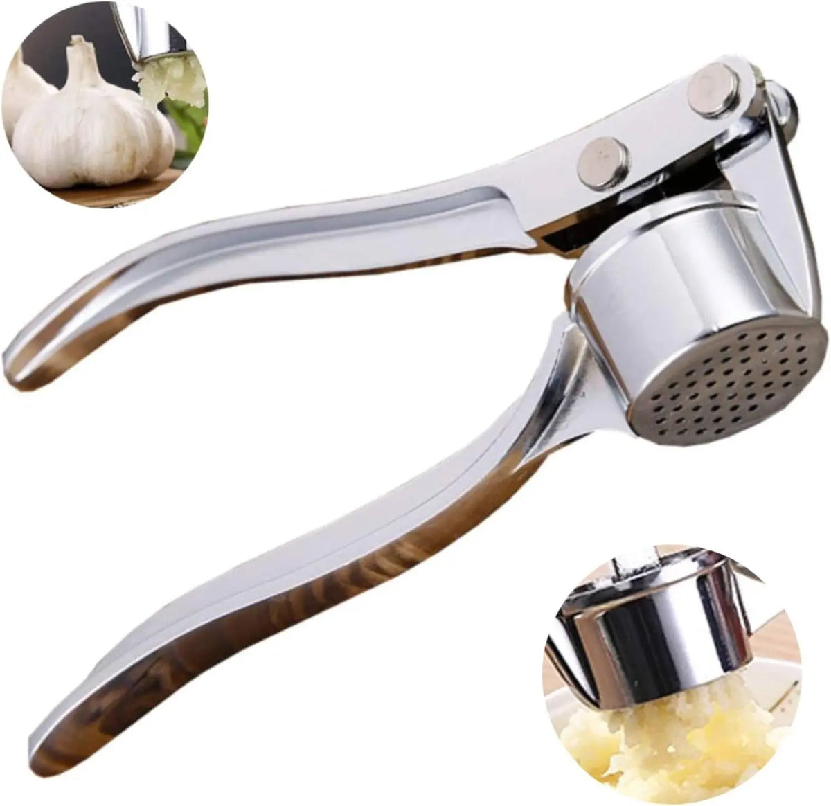 Stainless Steel 5-in-1 Garlic Press Multi-Tool - Versatile Kitchen Utensil with Mincer, Crusher, Bottle Opener, Pit Remover, Ideal for Home Use and Gift Giving