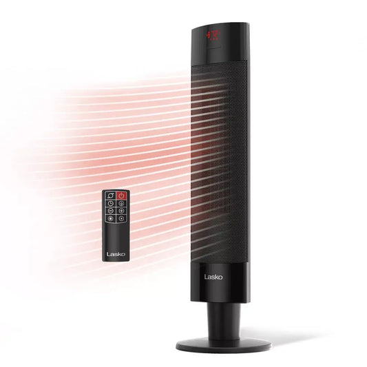 Lasko Ceramic Pedestal Heater with Remote Control: 1500W Adjustable Thermostat Portable LED Display ETL Listed
