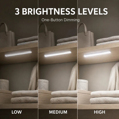 3-Pack Magnetic Under-Cabinet Lights Set, 8.66-In Rechargeable LED Closet Lights with 3 Brightness Levels, Magnetic Mounting, Instant on for Kitchen, Stairs, Set Pack