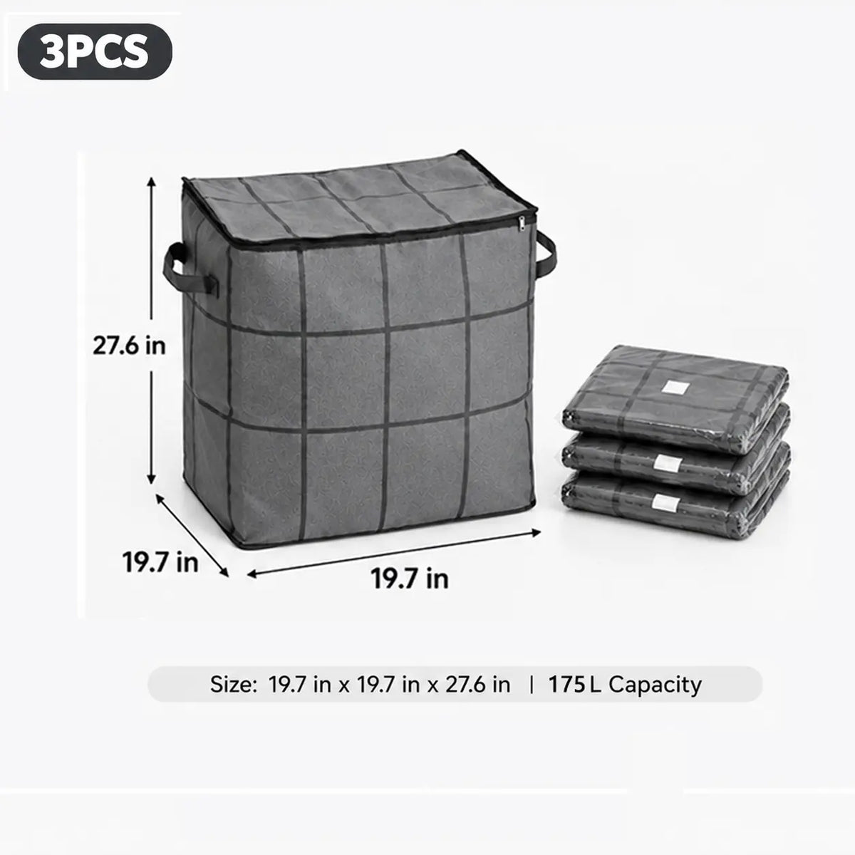Large XXL Storage Bins, Zippered Non-Woven Fabric Organizer for Bedroom Closet Storage, Clothes & Bedding, Alternative to Moving Boxes, Extra Large, Closet Storage Bins, Fabric Storage Units