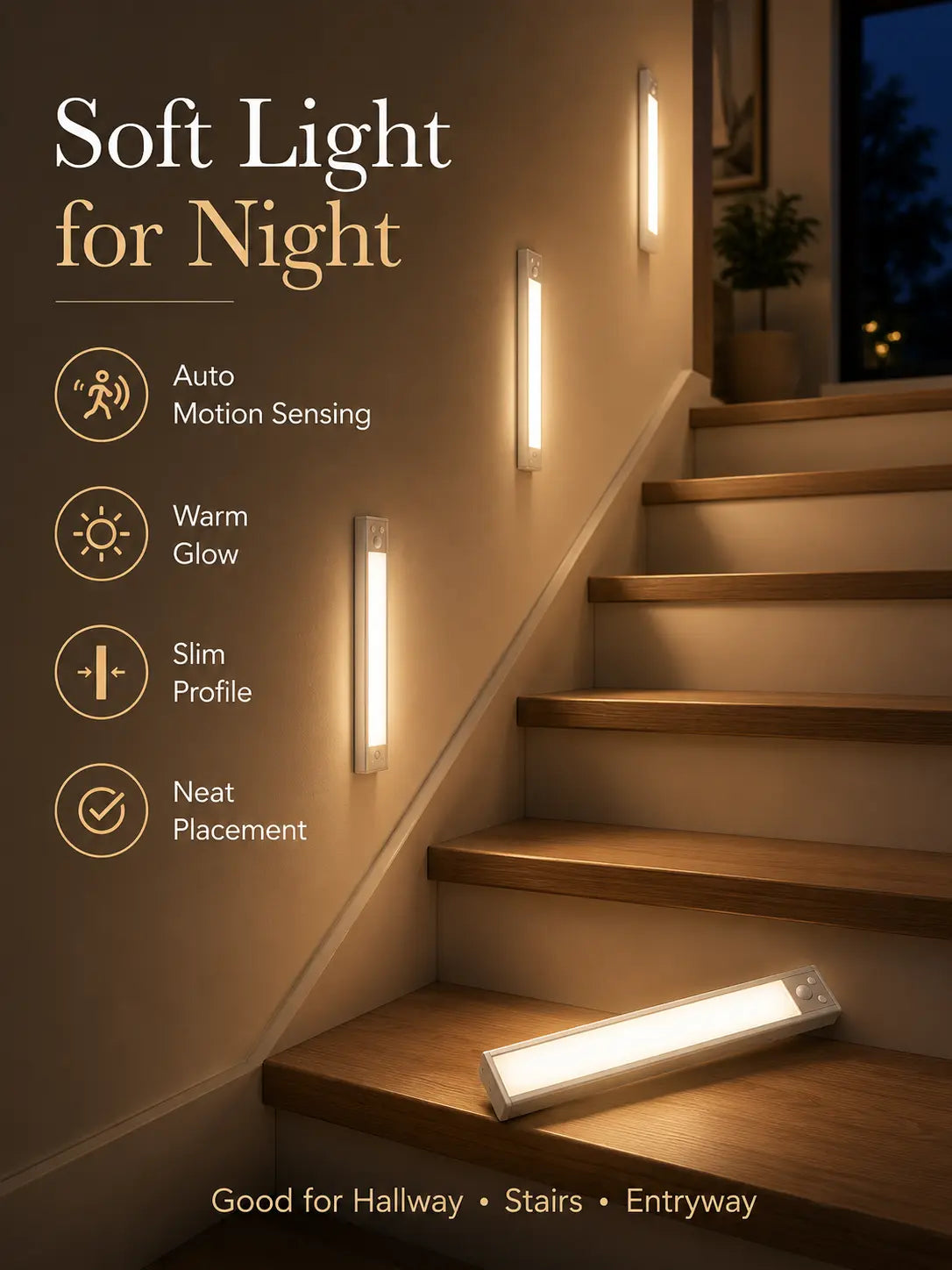 Under Cabinet Lights, 52 LED Cold White Rechargeable under Cabinet Lighting Motion Sensor LED Lights for Kitchen, Counter, Closet, Stairs (12.2 Inches Silver)1 PCS and 2 PCS Available for Selection