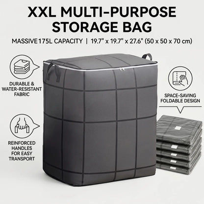 Large XXL Storage Bins, Zippered Non-Woven Fabric Organizer for Bedroom Closet Storage, Clothes & Bedding, Alternative to Moving Boxes, Extra Large, Closet Storage Bins, Fabric Storage Units