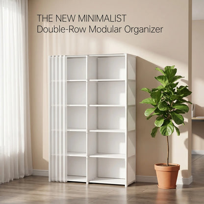 Rectangular Double-Tier Home Organizer Shelf - 31.5" Gold Matte Stainless Steel, 10-Compartment Storage Solution, 15-Minute Easy Installation, Dustproof Design, Aluminum Foil Enhanced for Shoes, Garments, and Miscellaneous Items
