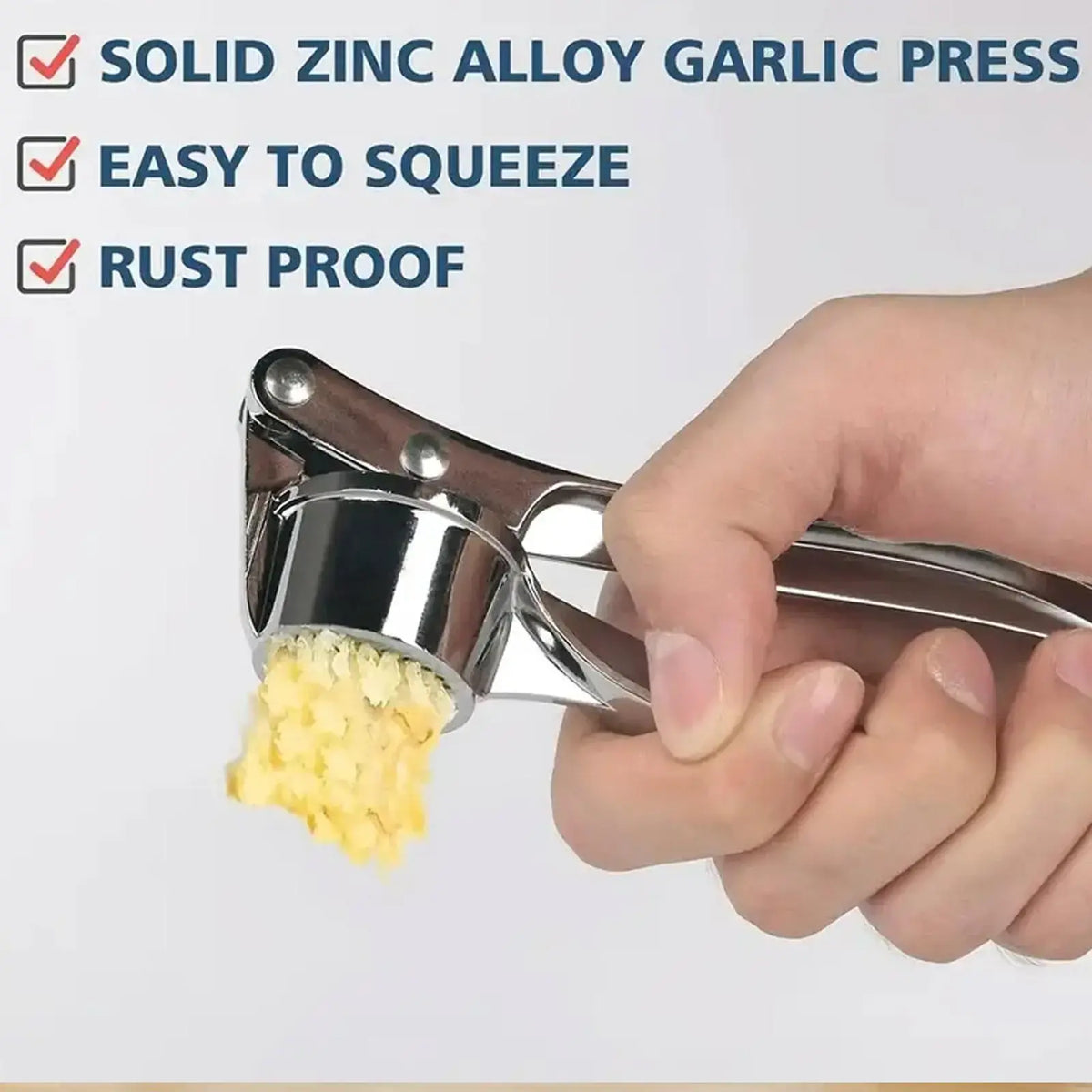 Stainless Steel 5-in-1 Garlic Press Multi-Tool - Versatile Kitchen Utensil with Mincer, Crusher, Bottle Opener, Pit Remover, Ideal for Home Use and Gift Giving