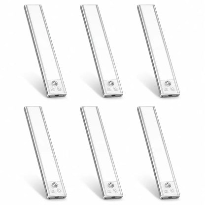 Under Cabinet Lights, 52 LED Cold White Rechargeable under Cabinet Lighting Motion Sensor LED Lights for Kitchen, Counter, Closet, Stairs (12.2 Inches Silver)1 PCS and 2 PCS Available for Selection