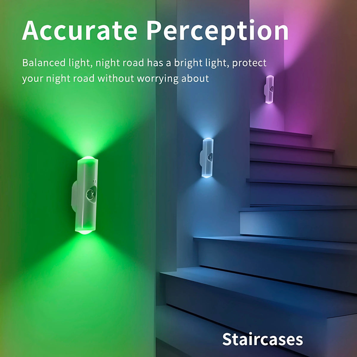 Rechargeable RGB Wall Lights with Motion Sensor, Magnetic Stick-On LED Night Lights, Dimmable Gradient Ambient Lighting, USB Charging, Long Battery Life for Bedroom, Hallway & Home Decor