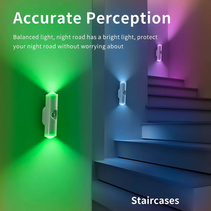Rechargeable RGB Wall Lights with Motion Sensor, Magnetic Stick-On LED Night Lights, Dimmable Gradient Ambient Lighting, USB Charging, Long Battery Life for Bedroom, Hallway & Home Decor