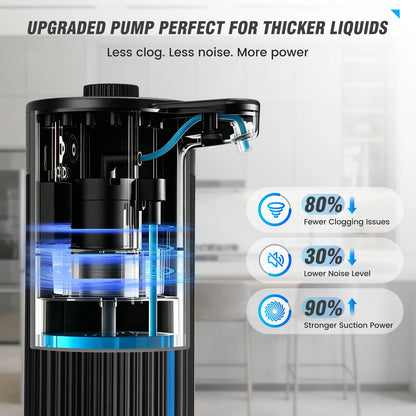 Touchless Automatic Soap Dispenser, Rechargeable 13.5 Oz Liquid Soap Holder with Adjustable Rotary Dosing Control, Water-Resistant for Kitchen Sink & Bathroom Countertop (Black/White), No