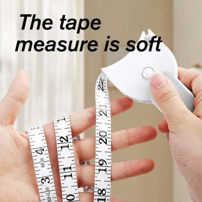 Retractable 60 Inch Body Measuring Tape, White 3D Automatic Lock for Waist/Hip Accuracy