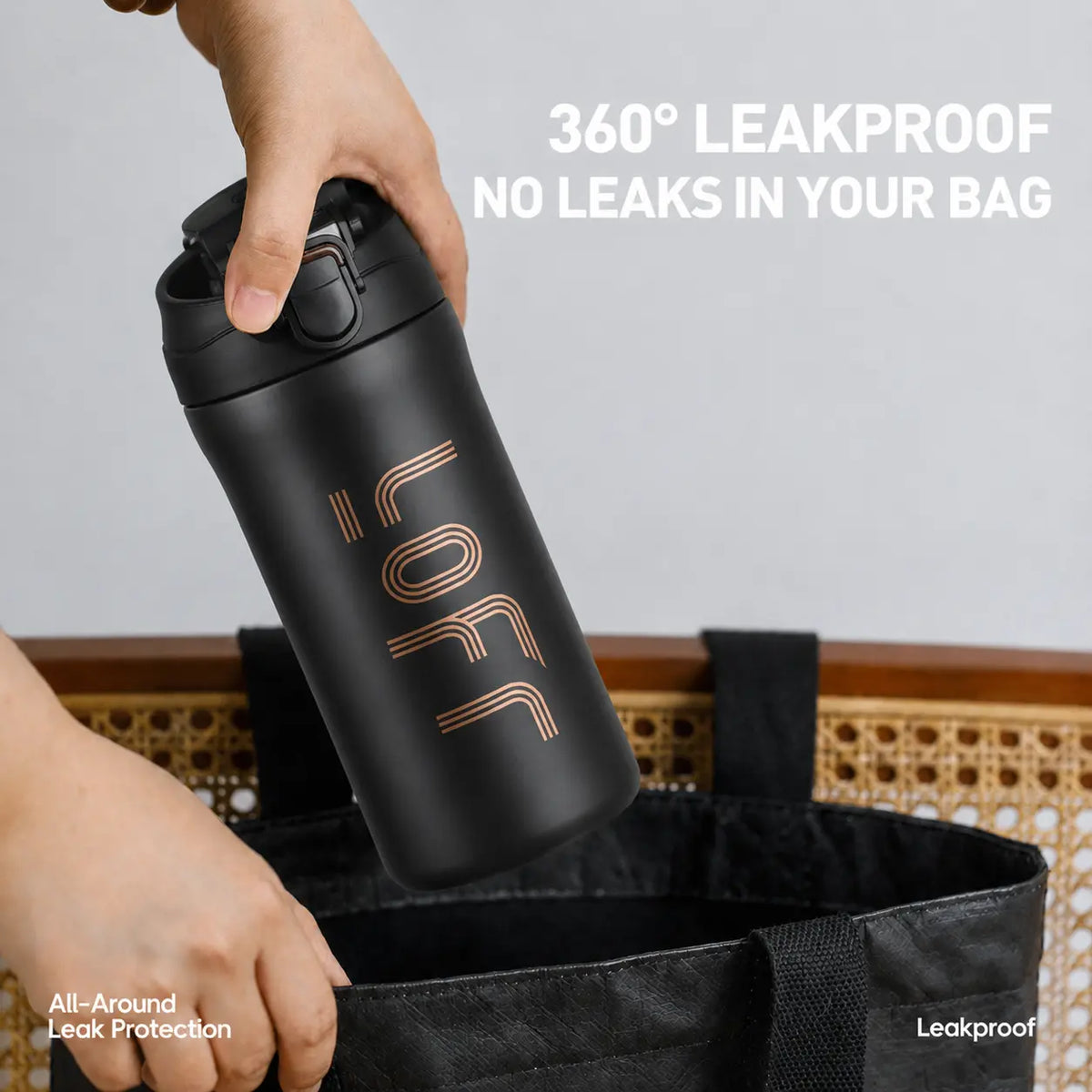 Soher Classic Stylish Stainless Steel Portable Insulated Thermal Mug - Leak-Proof Single Tumbler with Secure Locking Flip Lid, Wide Mouth Reusable Vacuum Flask for Office, Car Use