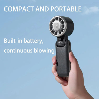 3-In-1 Portable Handheld Fan with Cooling Plate, 5-Speed Rechargeable Turbo Fan with Digital Battery Display, USB-C Charging and Adjustable Foldable Design for Handheld, Desk or Neck Use, Travel, Cruise, Office and Outdoor Activities