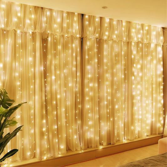 Usb-Powered LED Curtain Light String with Remote Control - 8 Lighting Modes, 3M*2M Festive Decorative Light for Weddings, Bedroom Aesthetic Home Decor